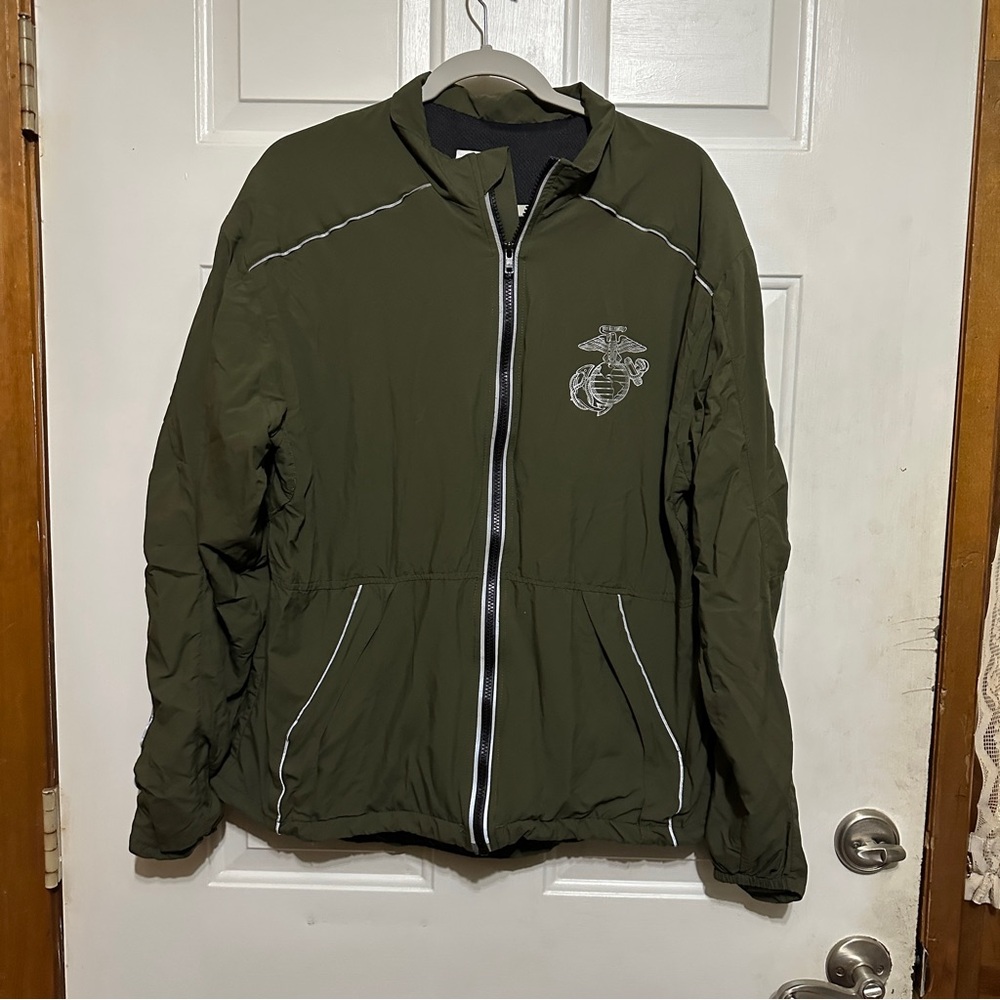 VTG Marines‎ Jacket Medium Short Green Running Military Semper Fi American Power